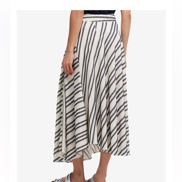 NEW! DKNY Asymmetrical Eyelash Fringe Stripe Belted Maxi Skirt - 4 ~ $109 - Picture 12 of 15